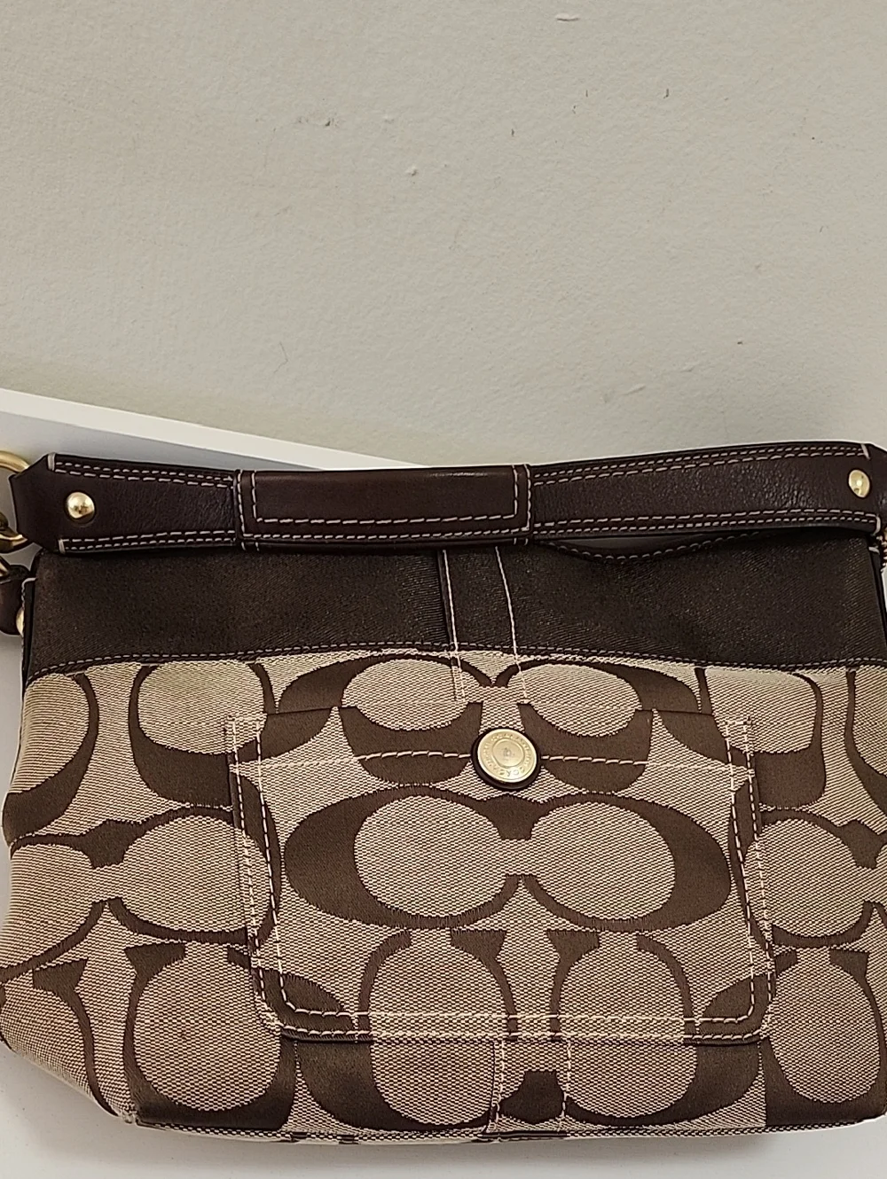 Coach Y2K Legacy  Hobo Jacquard Signature shoulder bag tan brown Gold hardware